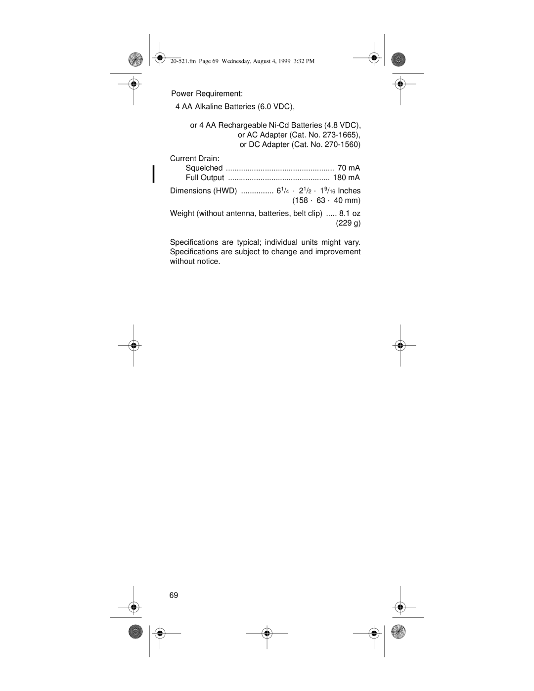 Radio Shack PRO-91 owner manual Fm Page 69 Wednesday, August 4, 1999 332 PM 