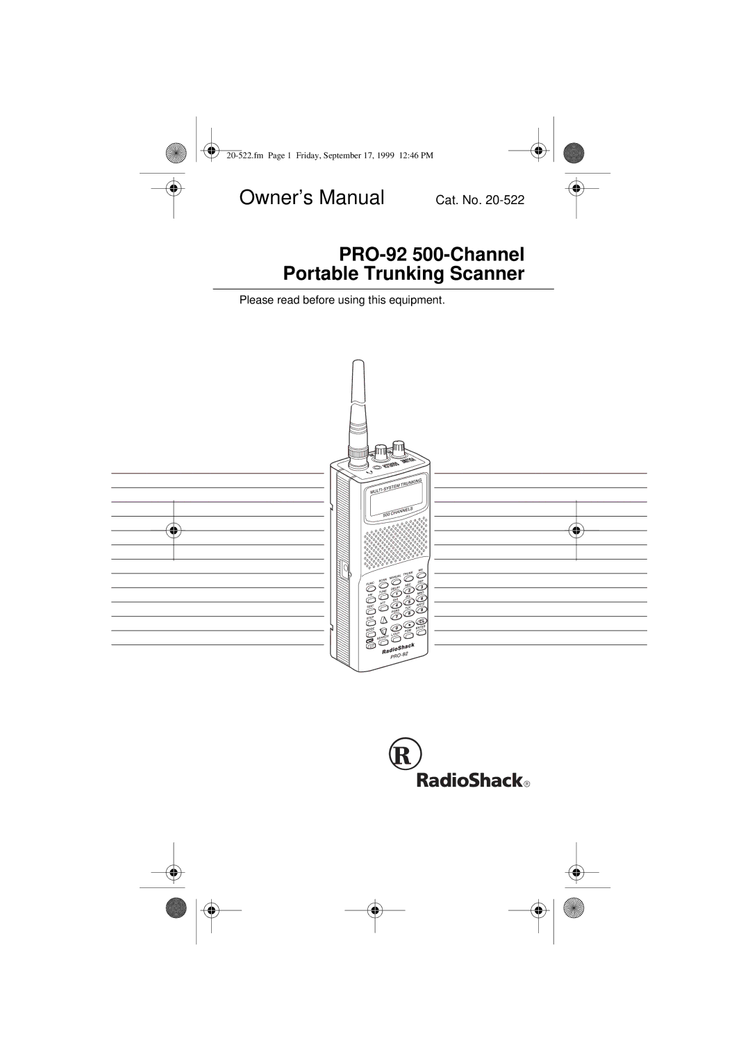 Radio Shack manual PRO-92 500-Channel Portable Trunking Scanner 