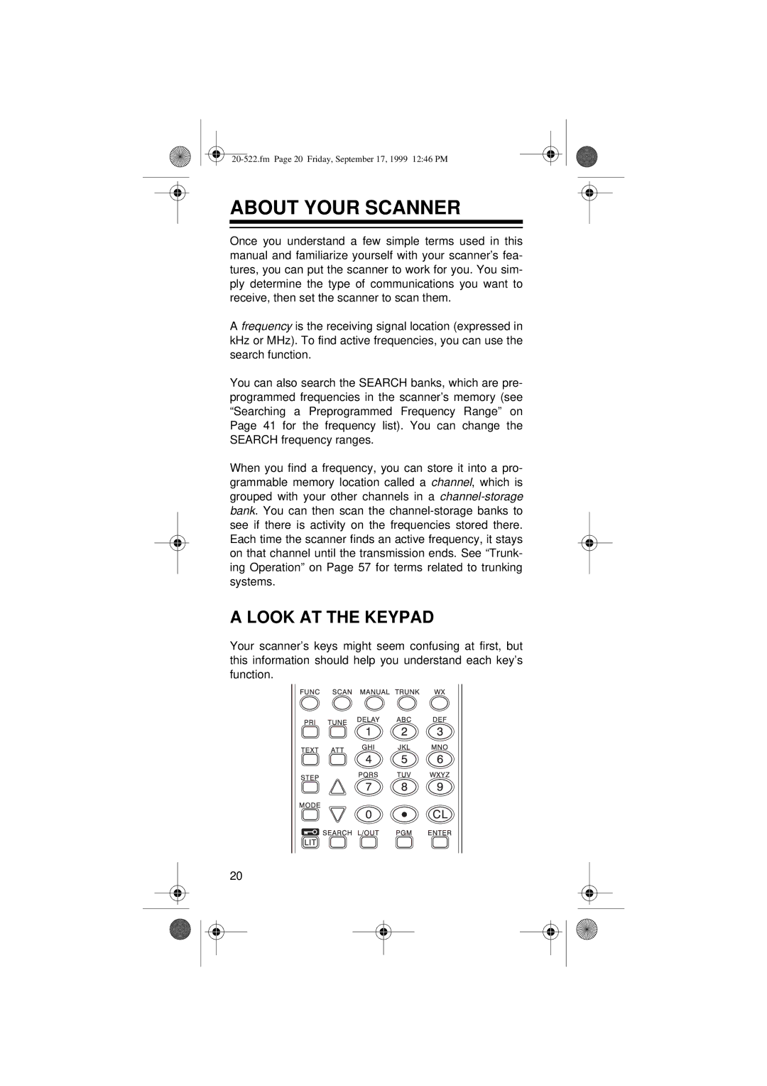 Radio Shack PRO-92 manual About Your Scanner, Look AT the Keypad 