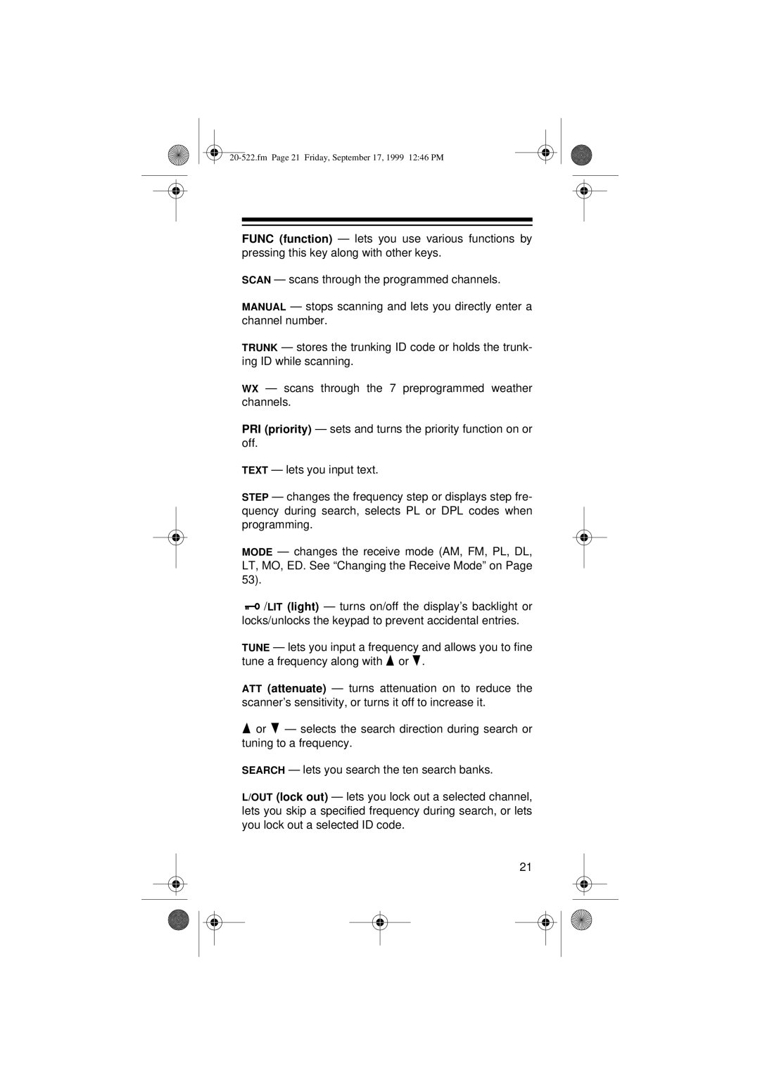 Radio Shack PRO-92 manual Fm Page 21 Friday, September 17, 1999 1246 PM 