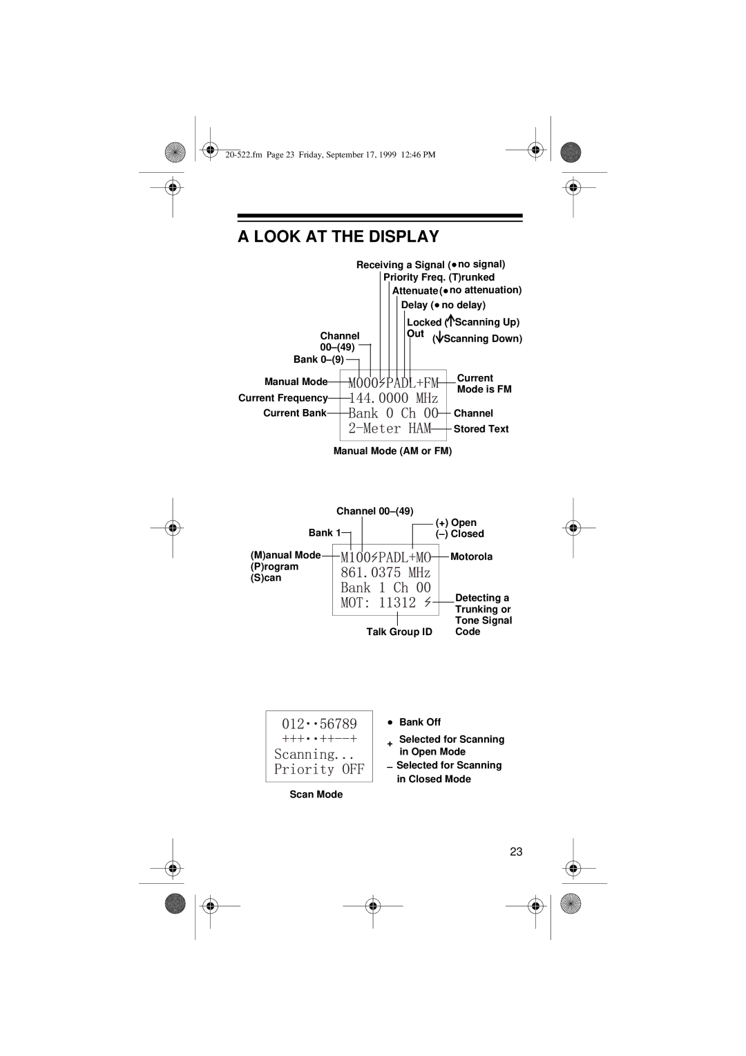 Radio Shack PRO-92 manual Look AT the Display 