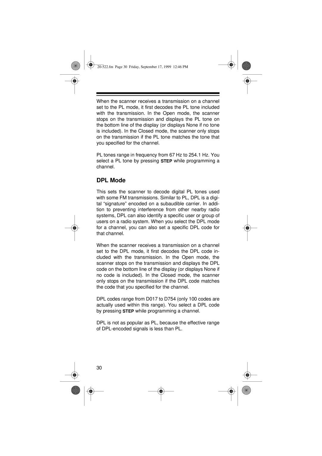 Radio Shack PRO-92 manual DPL Mode 