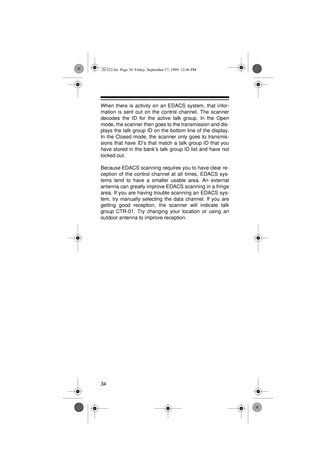 Radio Shack PRO-92 manual Fm Page 34 Friday, September 17, 1999 1246 PM 