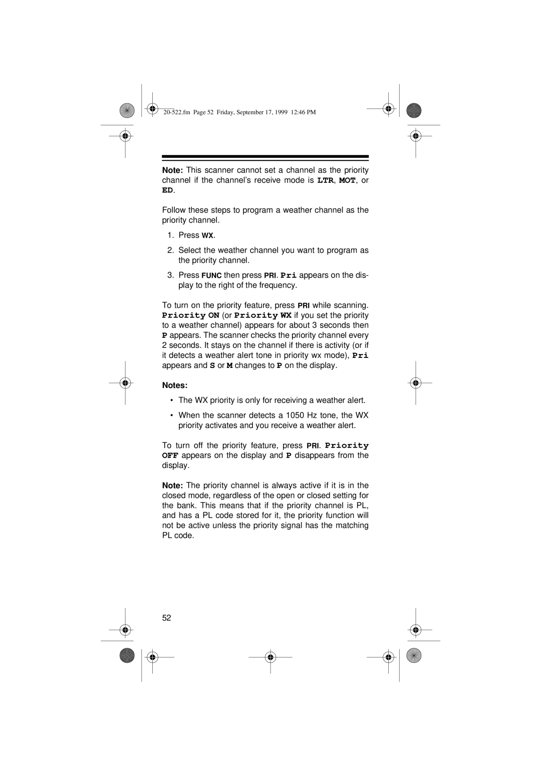 Radio Shack PRO-92 manual Fm Page 52 Friday, September 17, 1999 1246 PM 