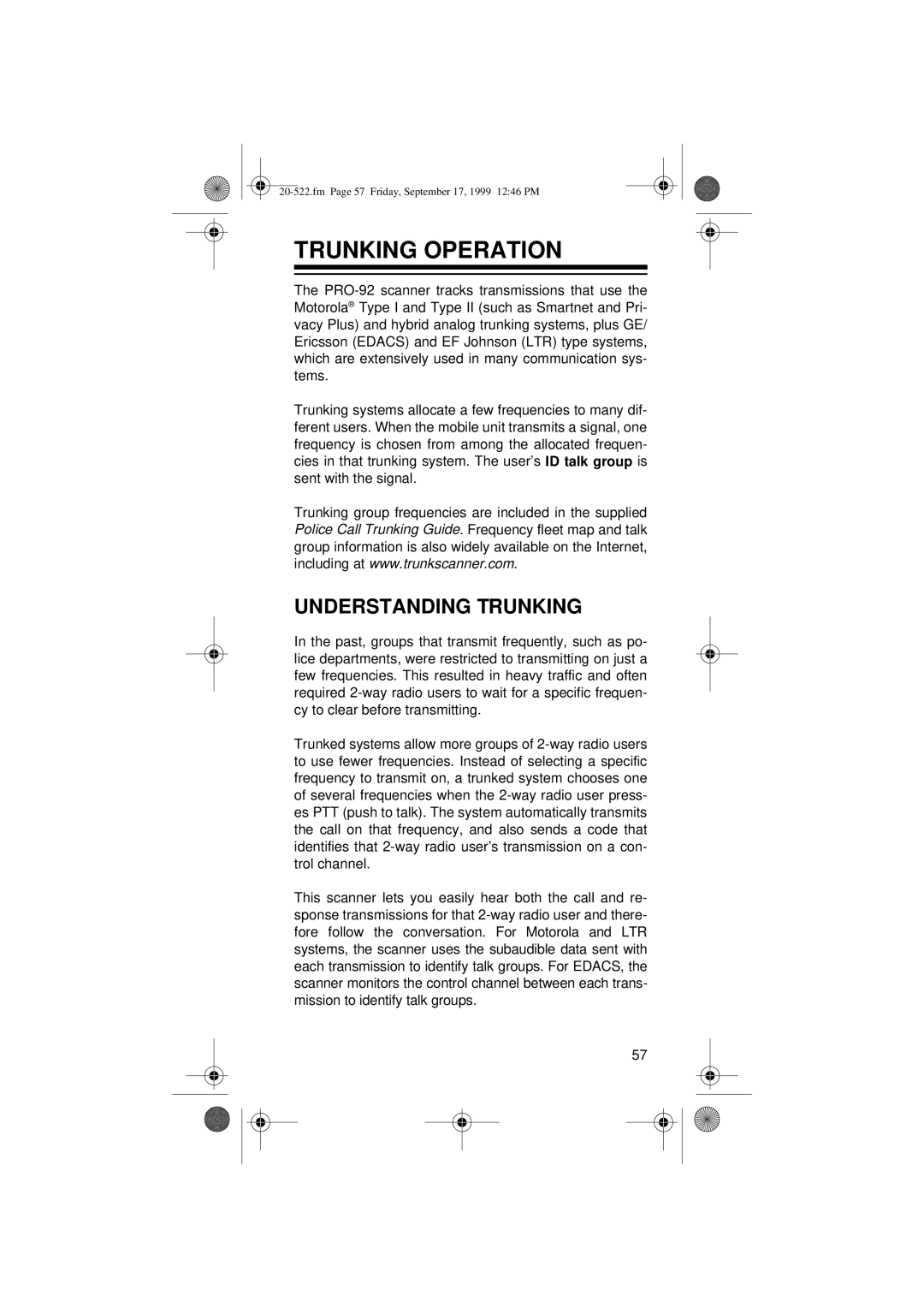 Radio Shack PRO-92 manual Trunking Operation, Understanding Trunking 