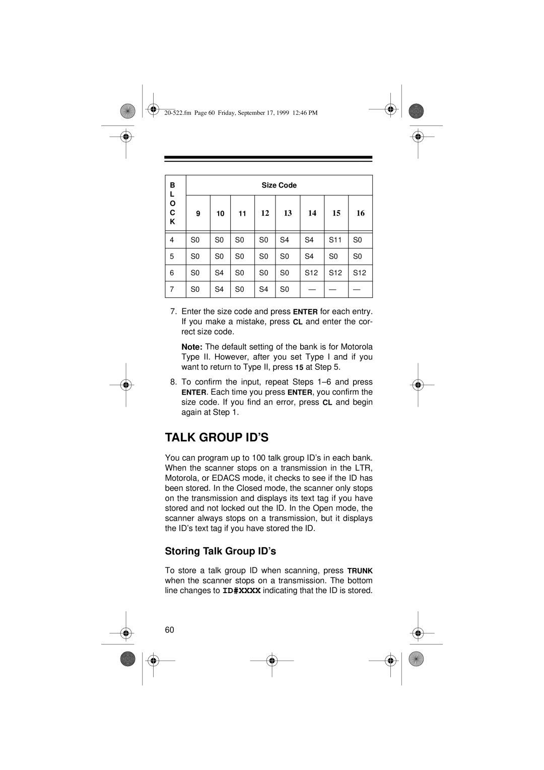 Radio Shack PRO-92 manual Talk Group ID’S, Storing Talk Group ID’s 