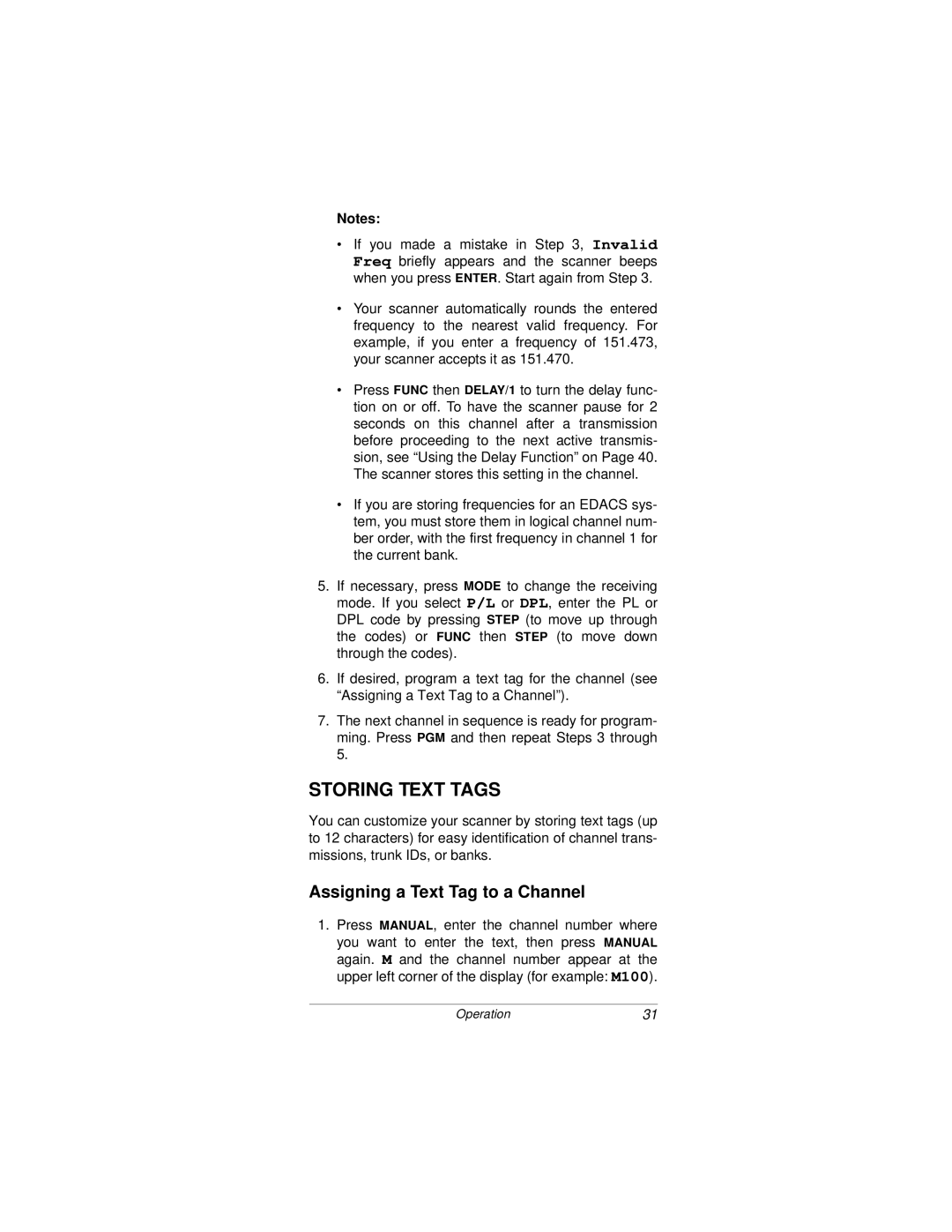 Radio Shack PRO-92 owner manual Storing Text Tags, Assigning a Text Tag to a Channel 