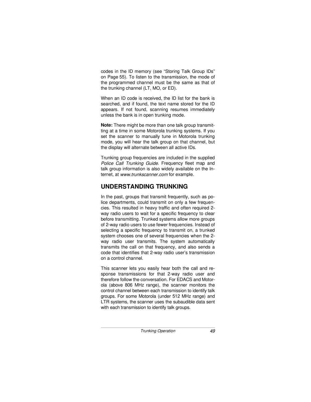 Radio Shack PRO-92 owner manual Understanding Trunking 