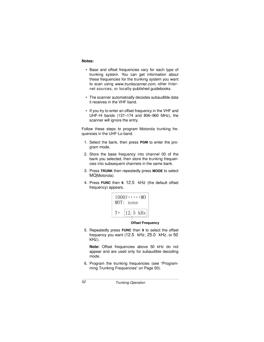 Radio Shack PRO-92 owner manual Offset Frequency 