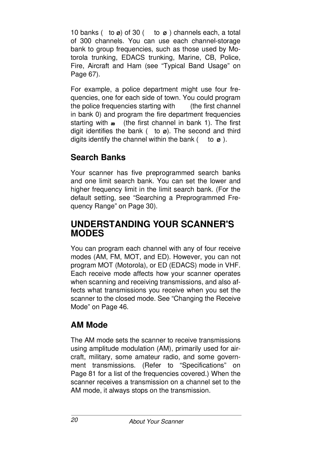 Radio Shack PRO-93 owner manual Understanding Your Scanners Modes, Search Banks, AM Mode 