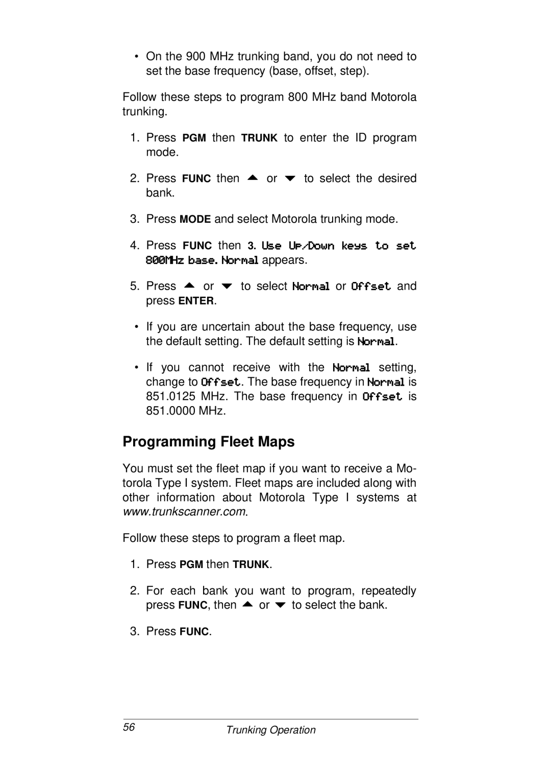 Radio Shack PRO-93 owner manual Programming Fleet Maps 