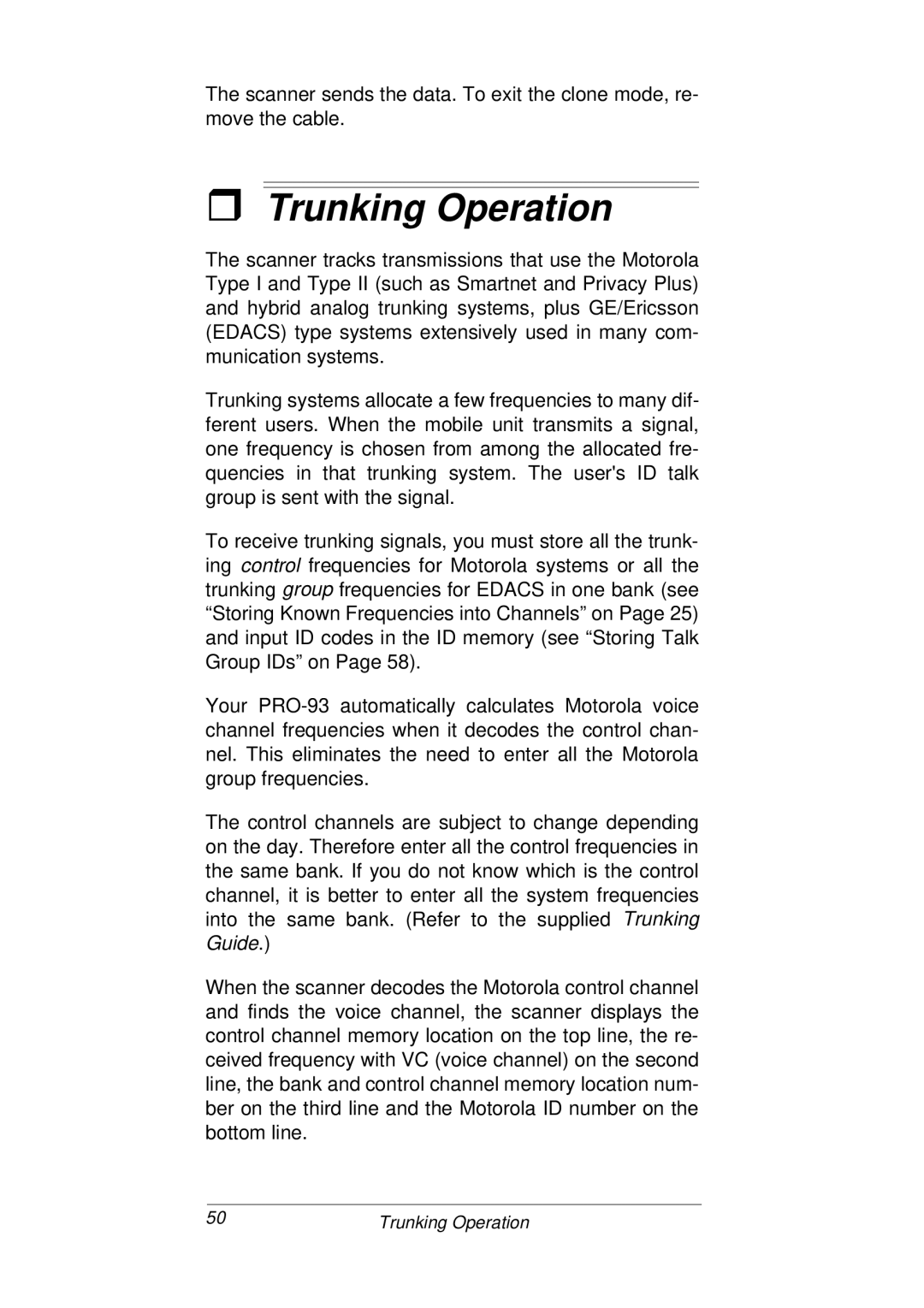 Radio Shack PRO-93 owner manual Trunking Operation 