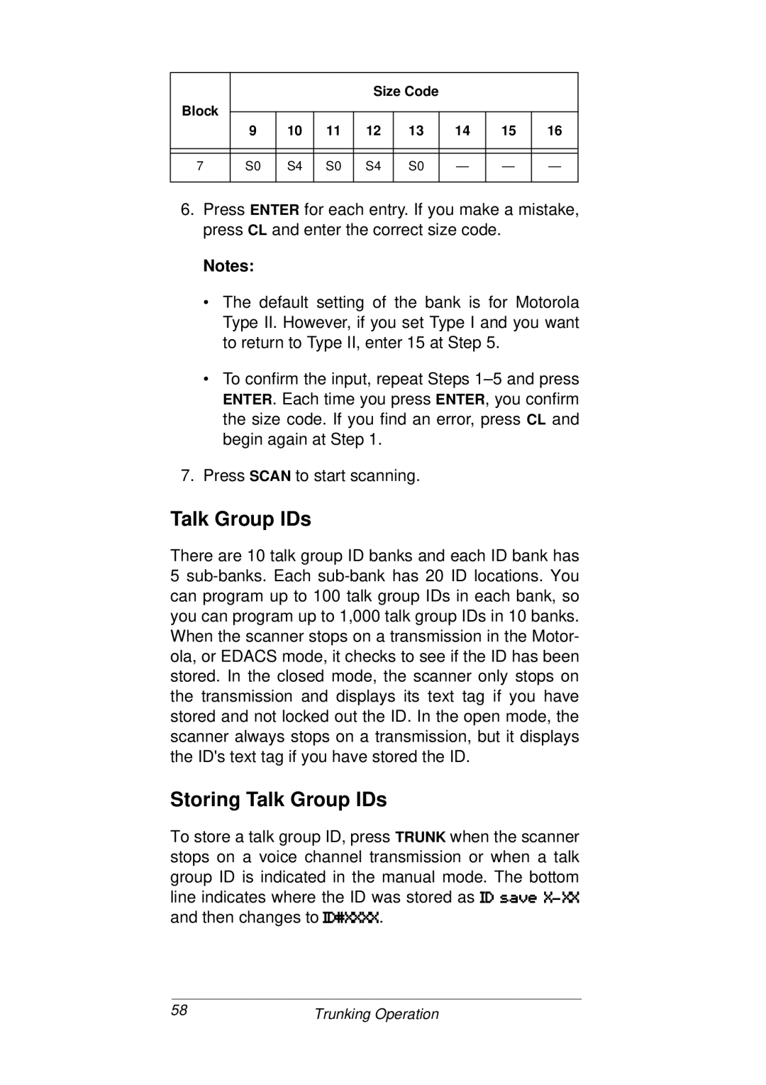 Radio Shack PRO-93 owner manual Storing Talk Group IDs 