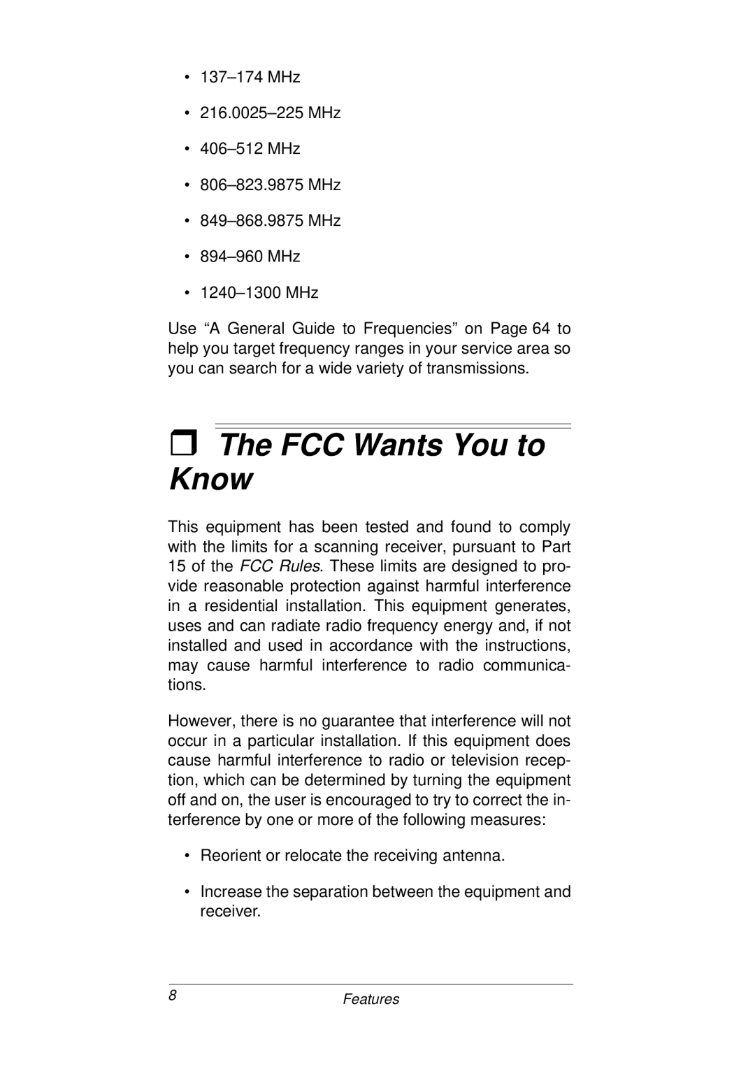 Radio Shack PRO-93 owner manual FCC Wants You to Know 