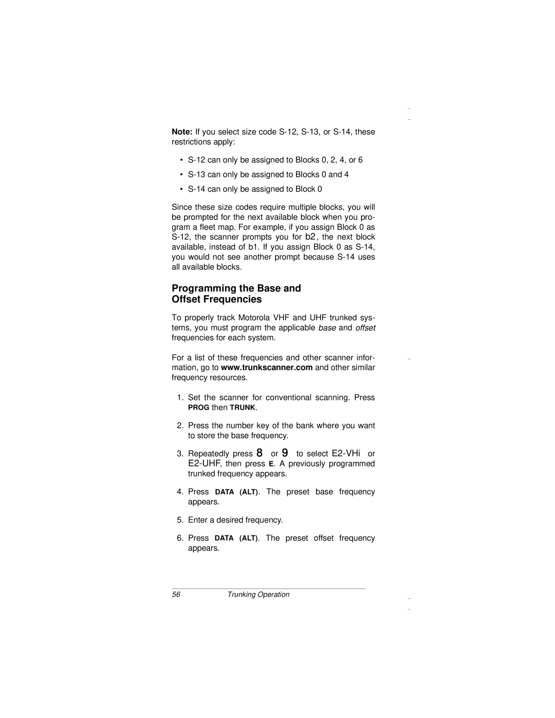 Radio Shack PRO-94 owner manual Programming the Base Offset Frequencies 