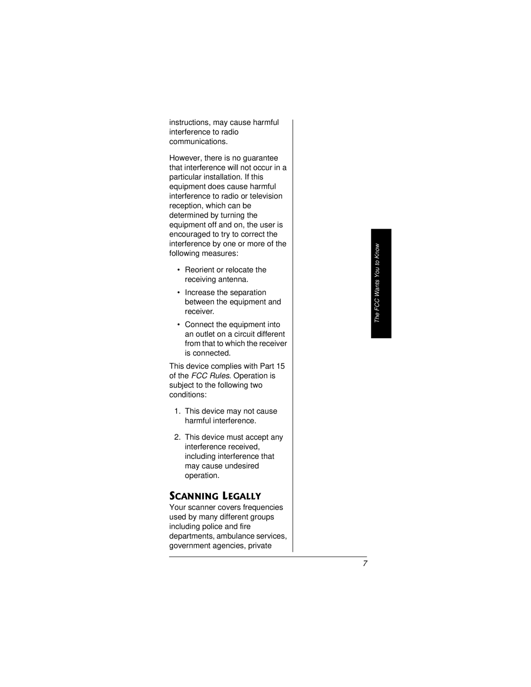 Radio Shack PRO-95 owner manual Scanning Legally 