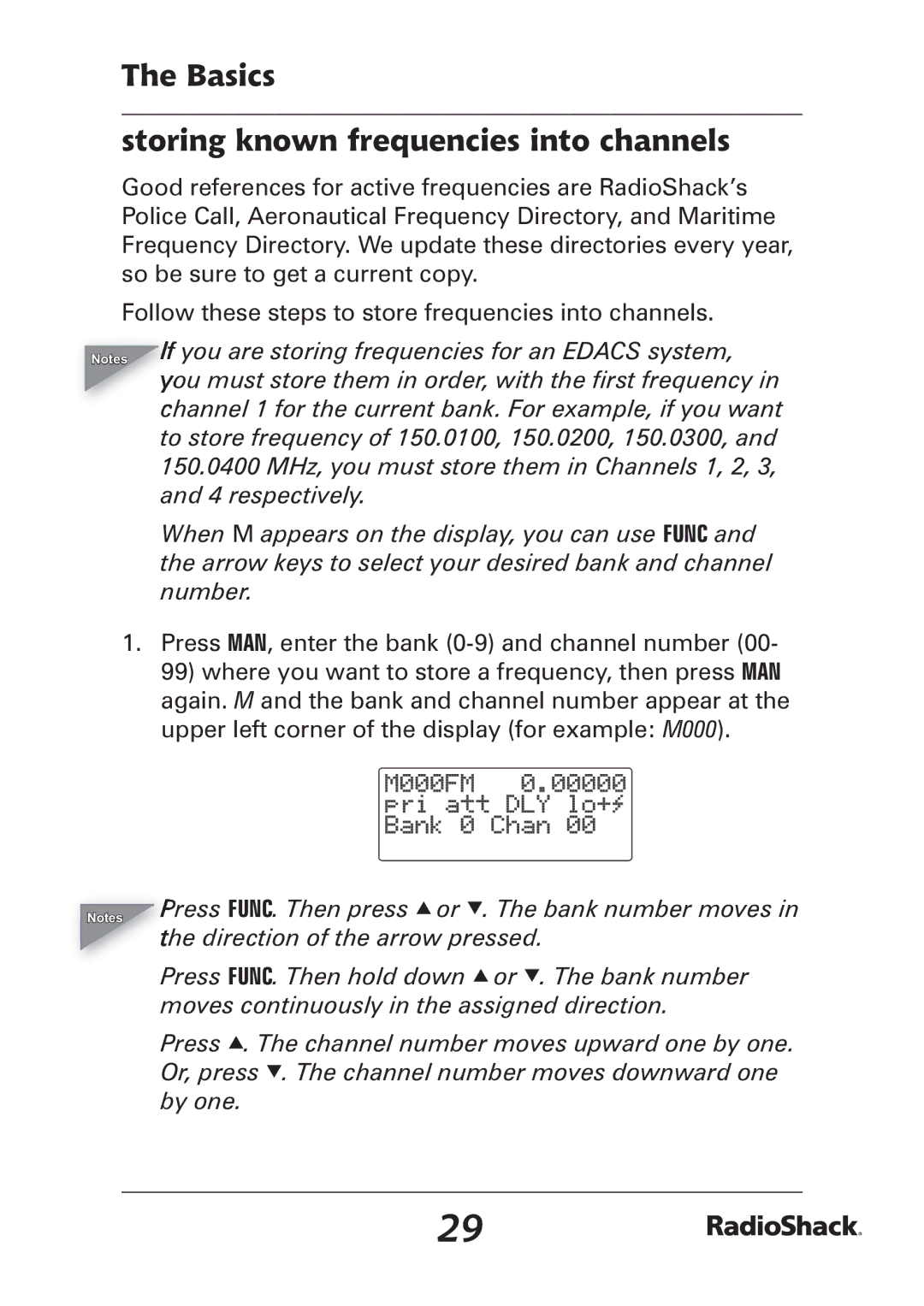 Radio Shack PRO-97 manual Basics Storing known frequencies into channels 