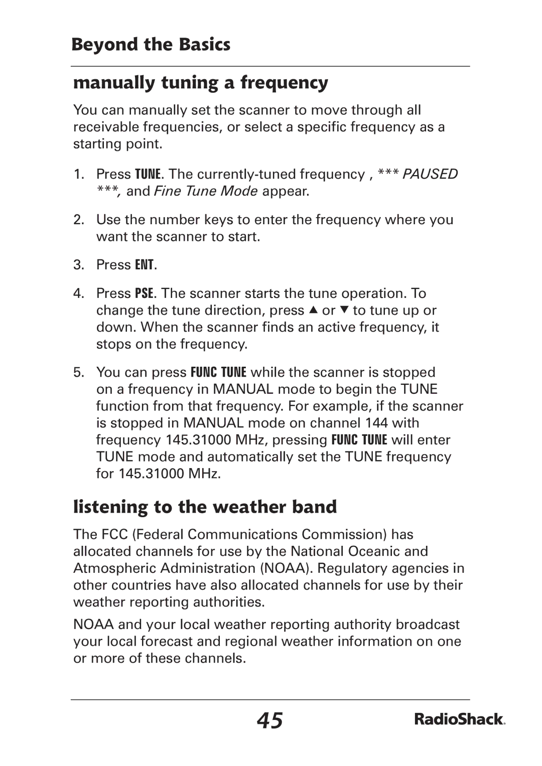 Radio Shack PRO-97 manual Beyond the Basics Manually tuning a frequency, Listening to the weather band 