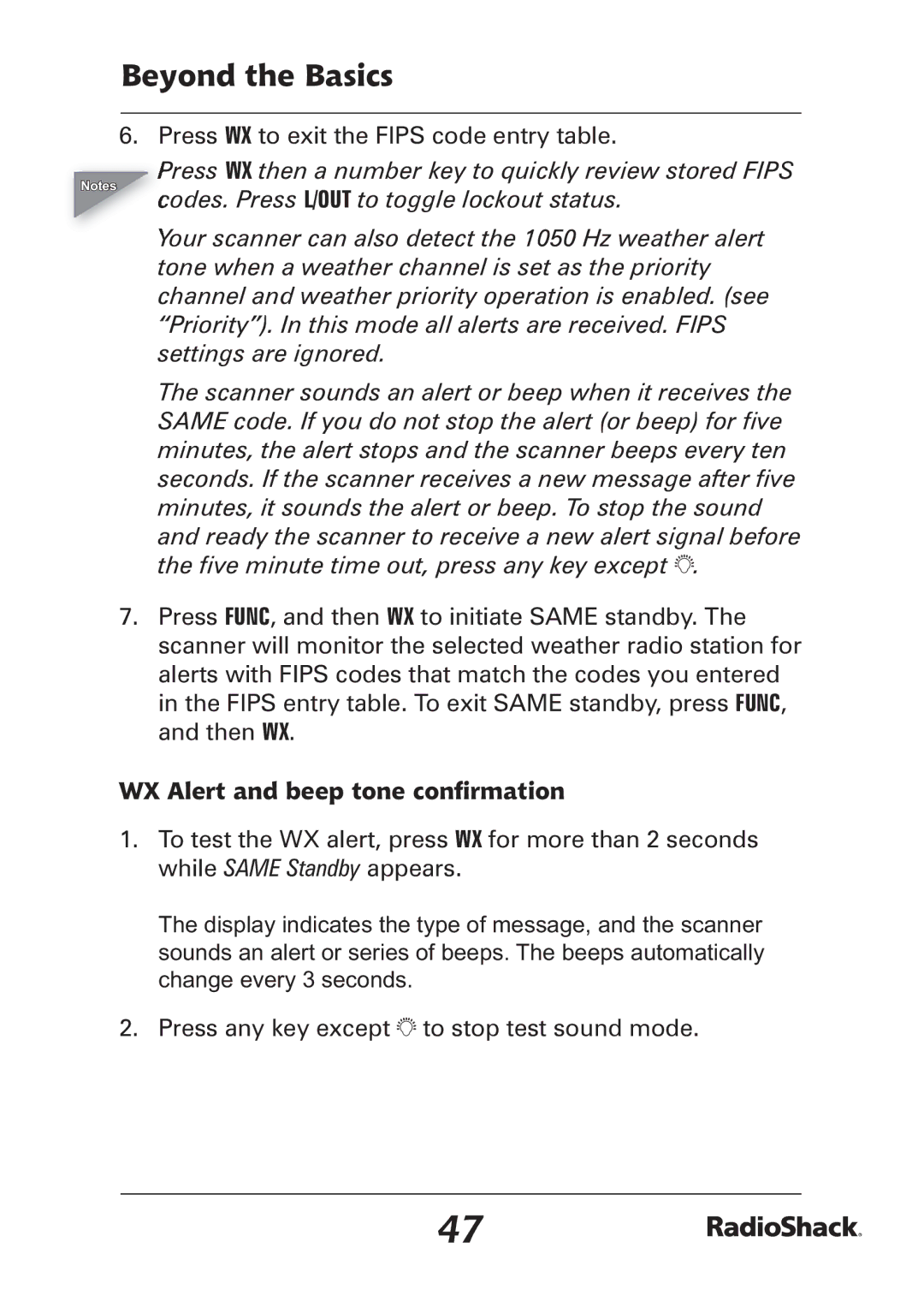 Radio Shack PRO-97 manual WX Alert and beep tone conﬁrmation 