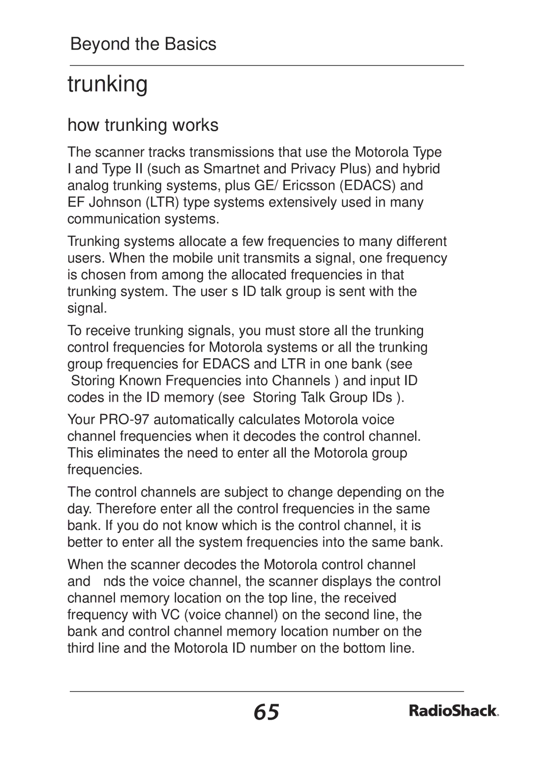 Radio Shack PRO-97 manual Trunking, How trunking works 