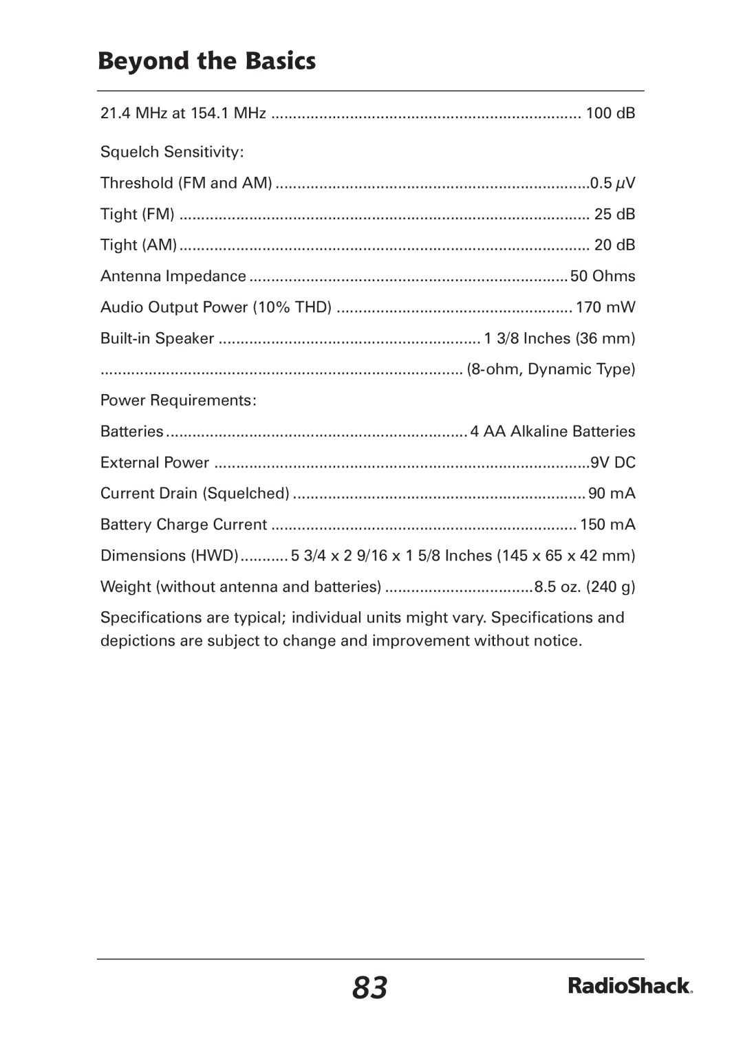 Radio Shack PRO-97 manual 9V DC 