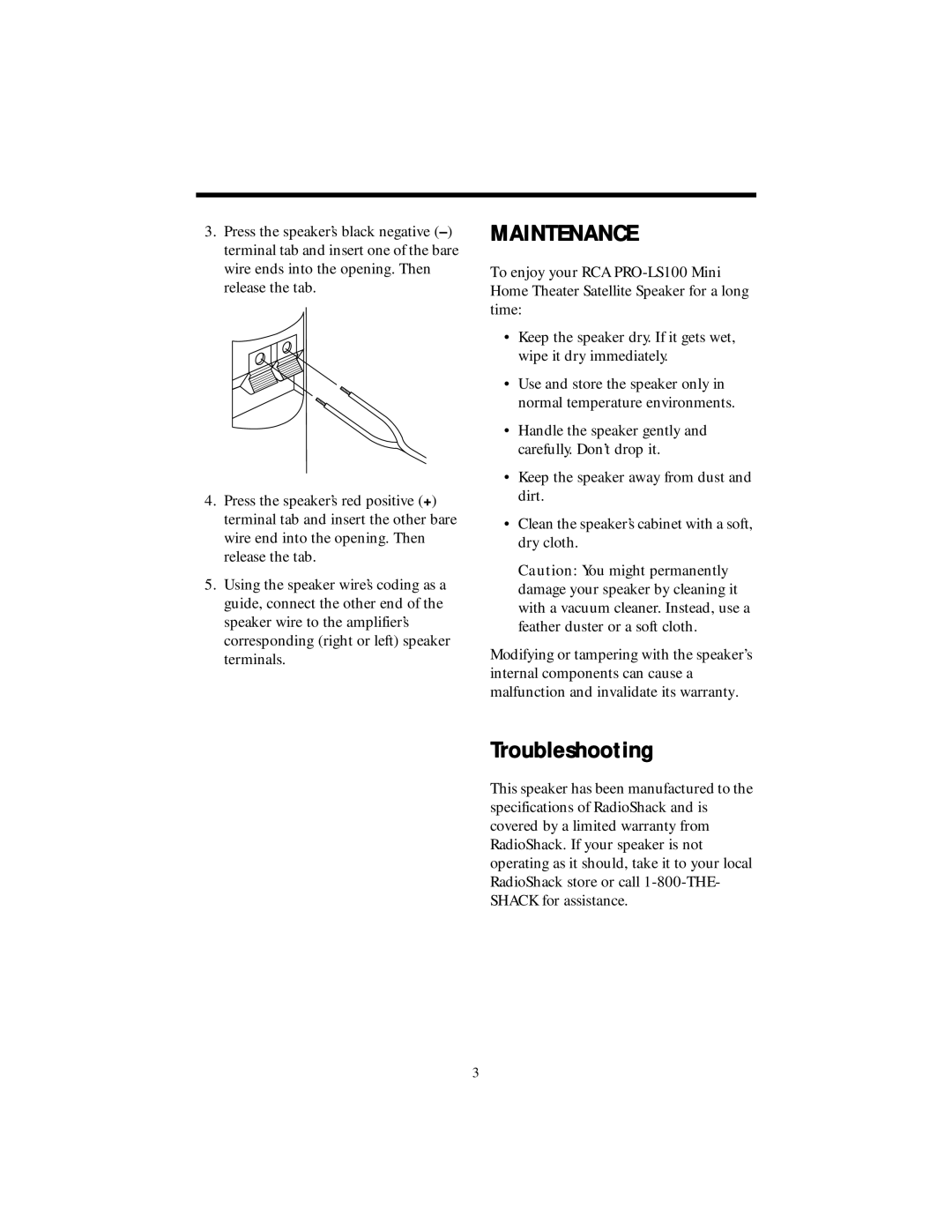 Radio Shack PRO-LS100 manual Maintenance, Troubleshooting 