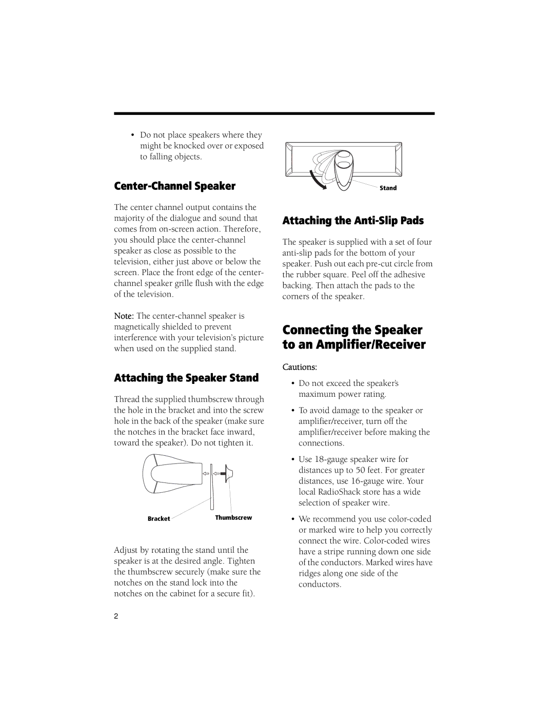 Radio Shack PRO-LS200 manual Connecting the Speaker to an Amplifier/Receiver 