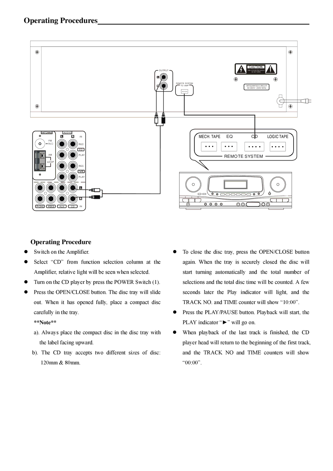 Radio Shack PT-668C manual Operating Procedures 