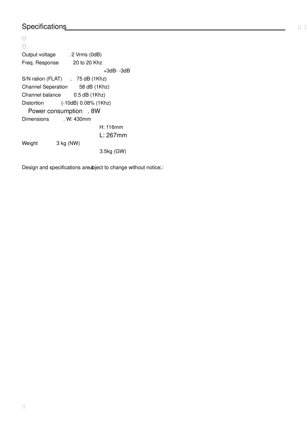 Radio Shack PT-668C manual Specifications, Power consumption……… W 