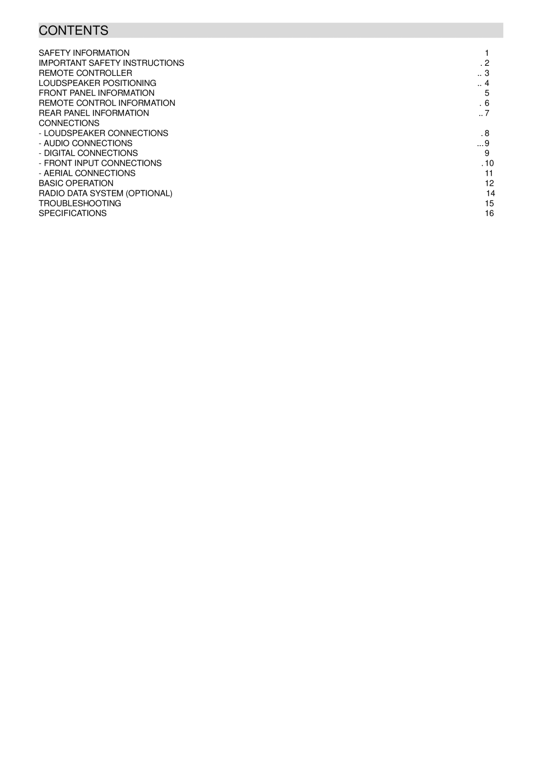 Radio Shack PT-990A manual Contents 