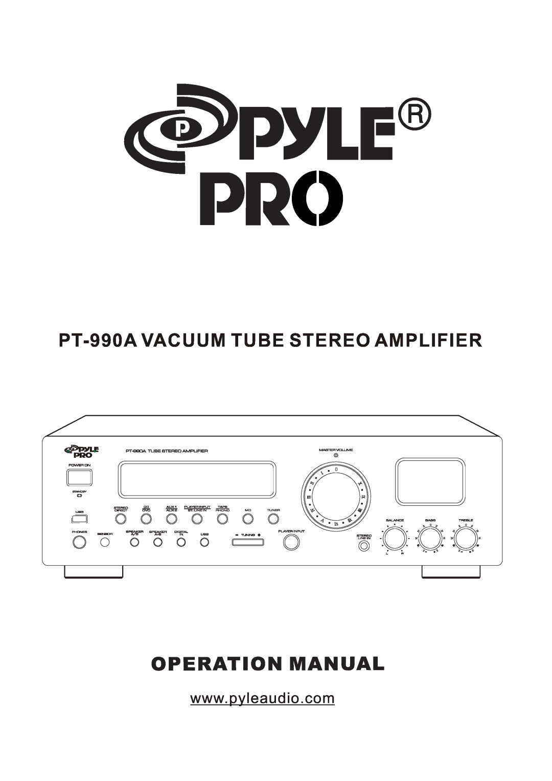 Radio Shack manual PT-990AVACUUM TUBE STEREO AMPLIFIER, Power On, Master Volume, Bass 