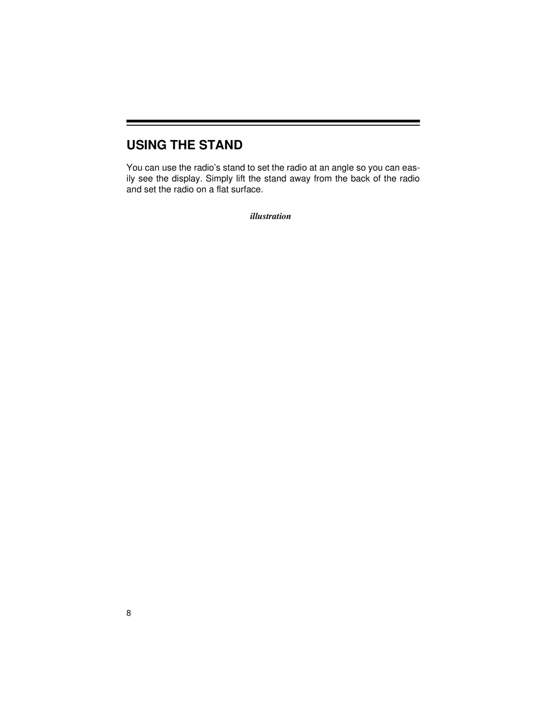 Radio Shack Radio owner manual Using the Stand 