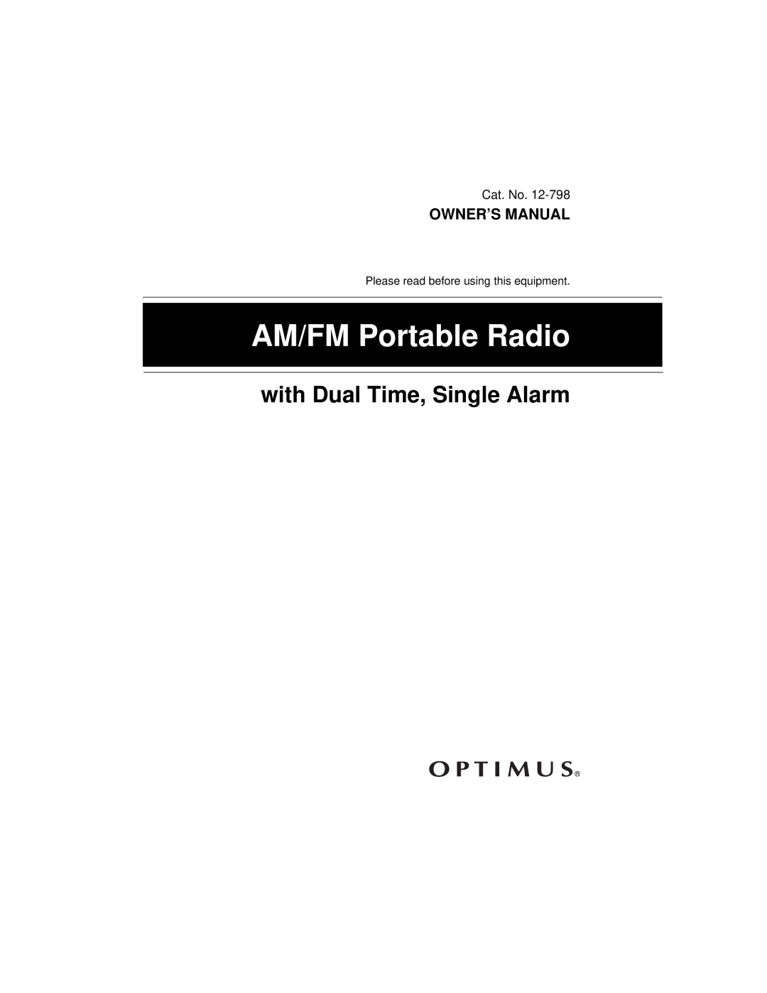 Radio Shack owner manual AM/FM Portable Radio, with Dual Time, Single Alarm 