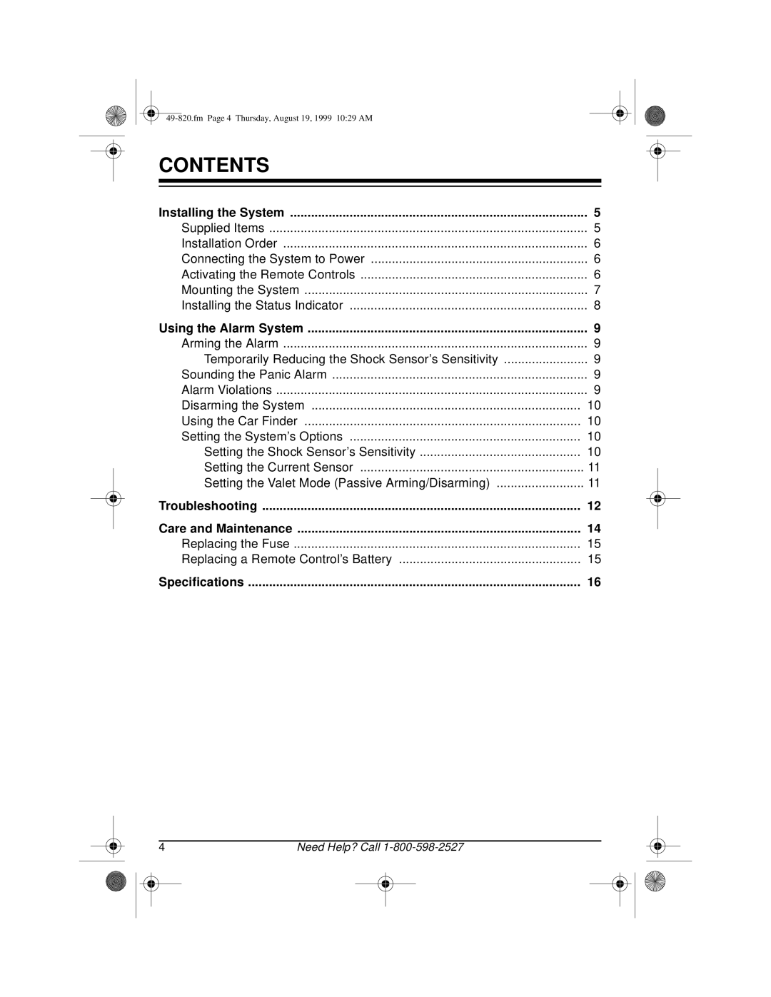 Radio Shack RS-2000 owner manual Contents 