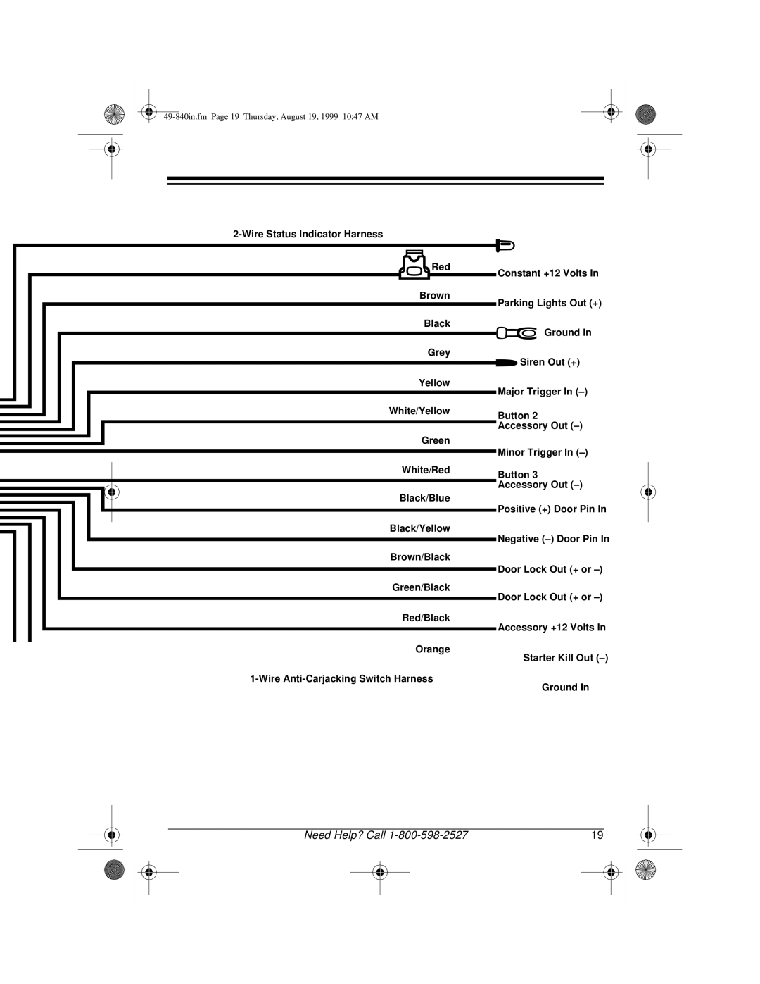 Radio Shack RS-4000 installation manual 49-840in.fm Page 19 Thursday, August 19, 1999 1047 AM 