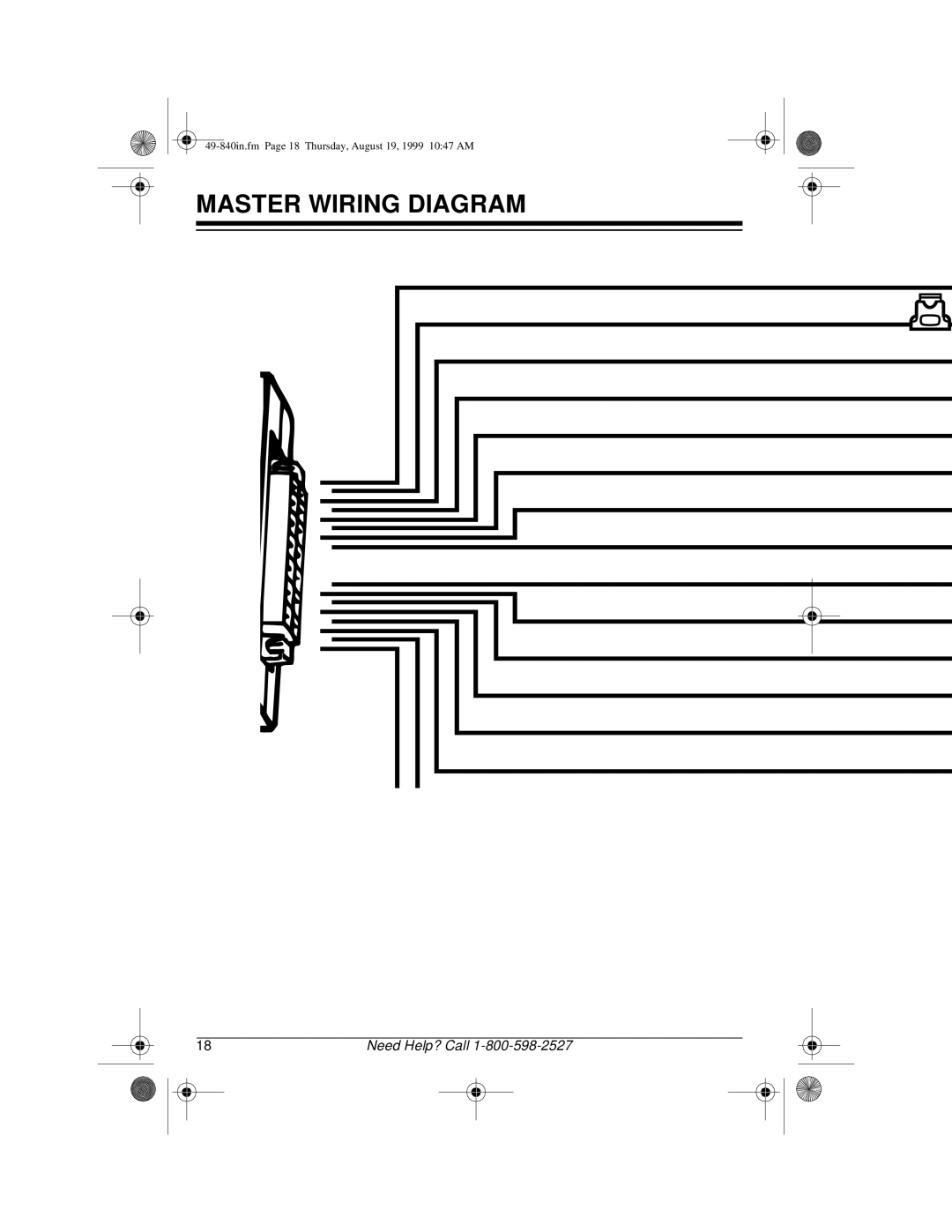 Radio Shack RS-4000 installation manual Master Wiring Diagram, Need Help? Call 