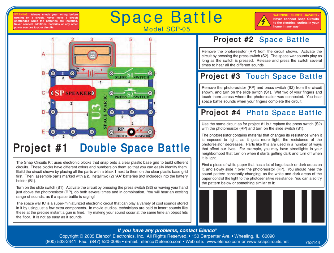 Radio Shack SCP-06 manual Project #1 Double Space Battle, Project #2 Space Battle, Project #3 Touch Space Battle 