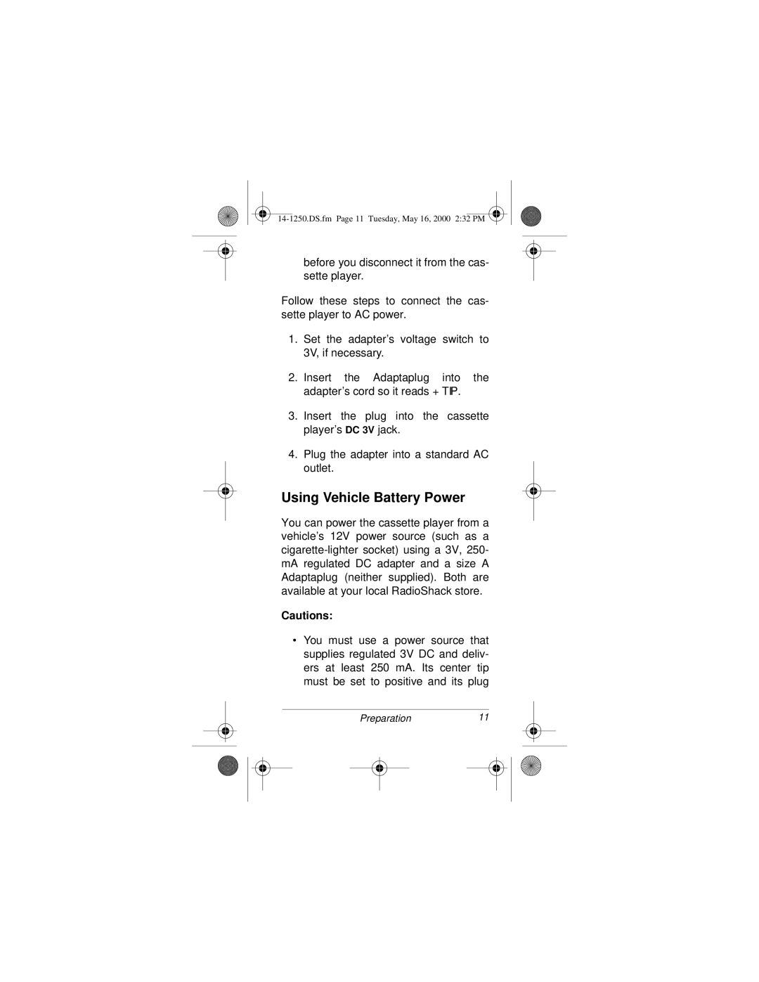 Radio Shack SCP-107 owner manual Using Vehicle Battery Power 