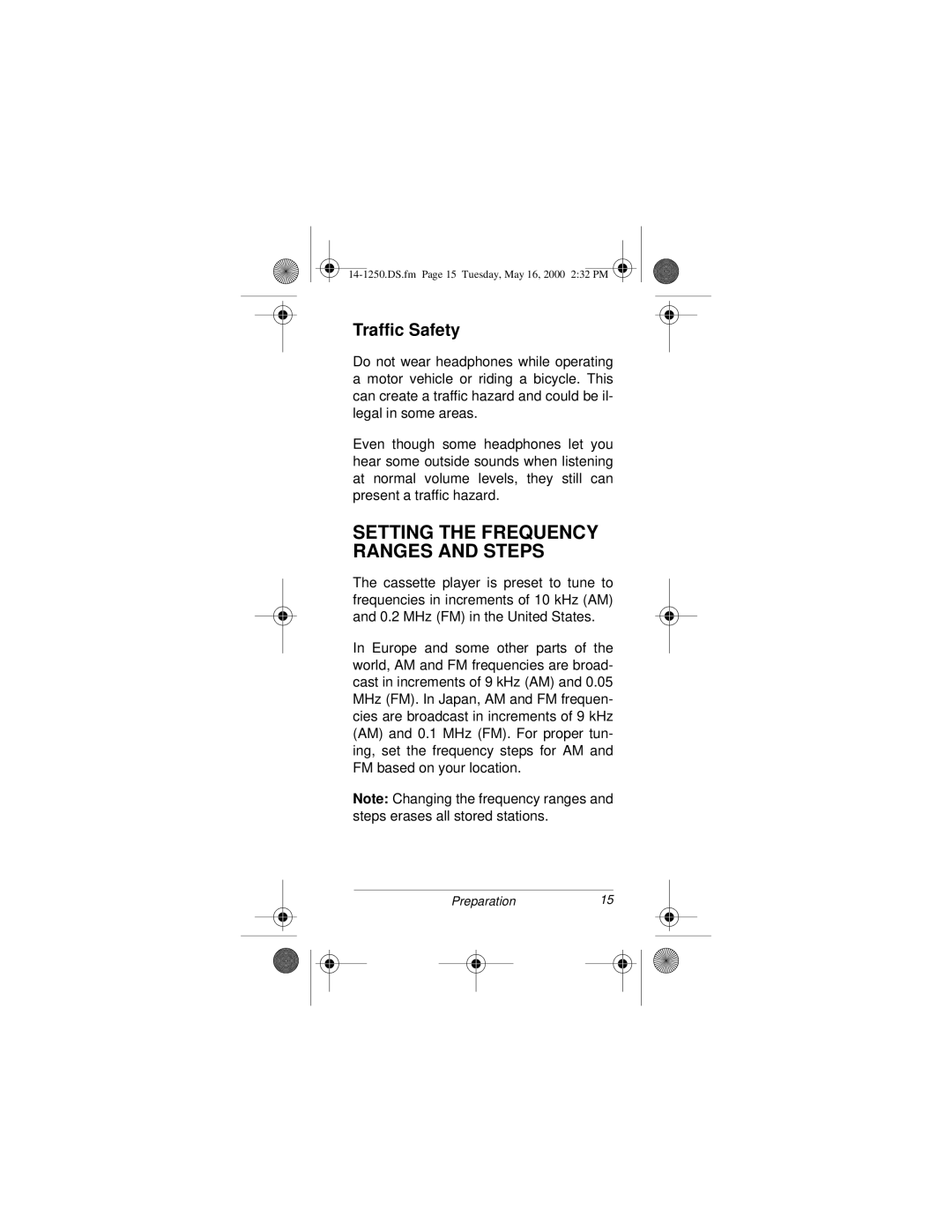 Radio Shack SCP-107 owner manual Setting the Frequency Ranges and Steps, Traffic Safety 