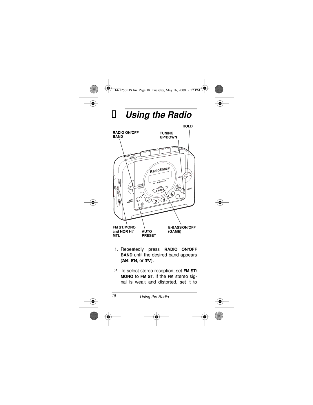 Radio Shack SCP-107 owner manual Using the Radio 