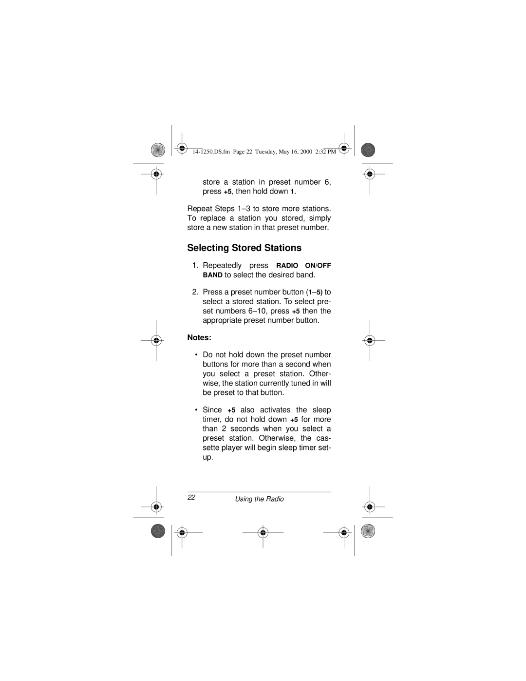 Radio Shack SCP-107 owner manual Selecting Stored Stations 