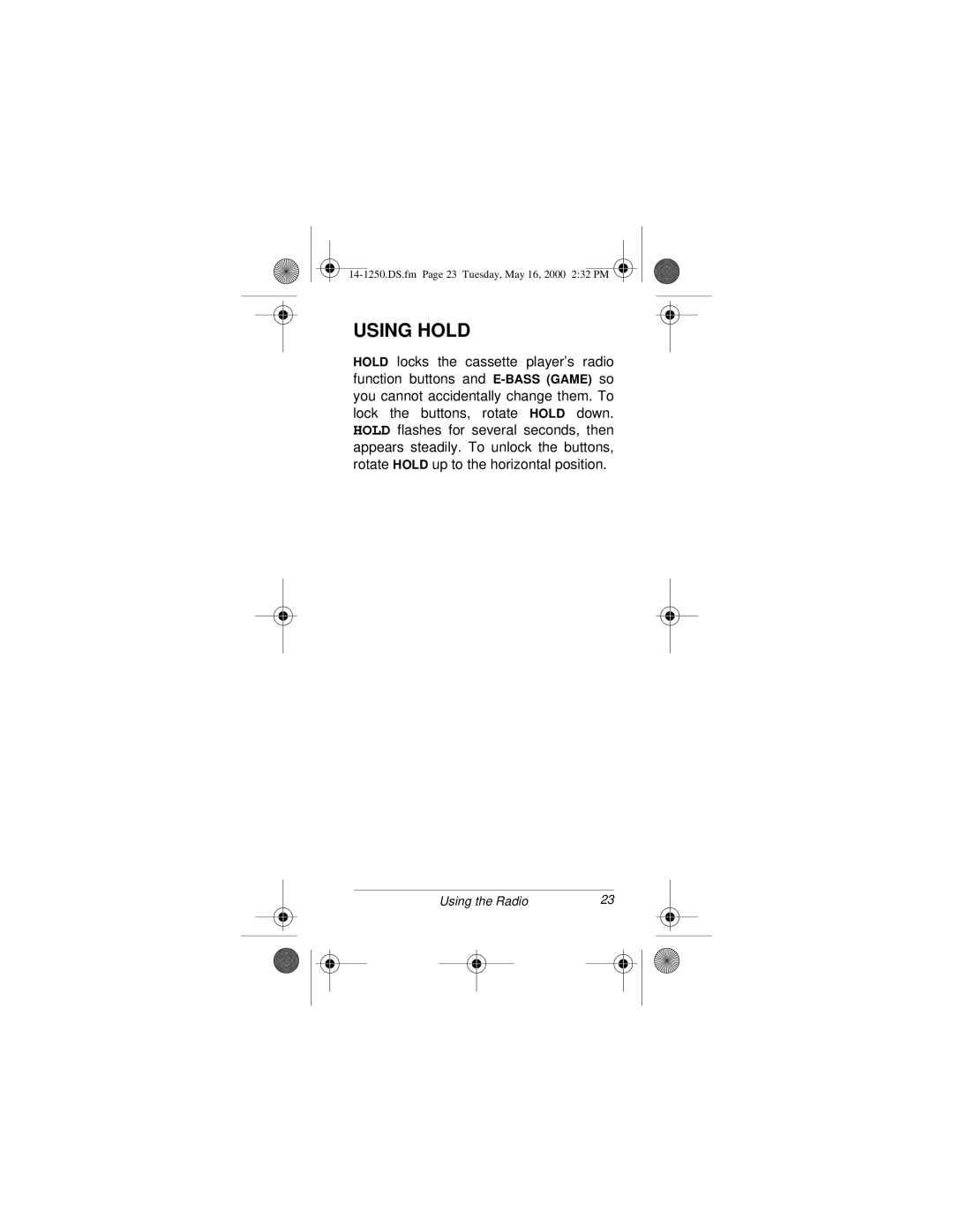 Radio Shack SCP-107 owner manual Using Hold 