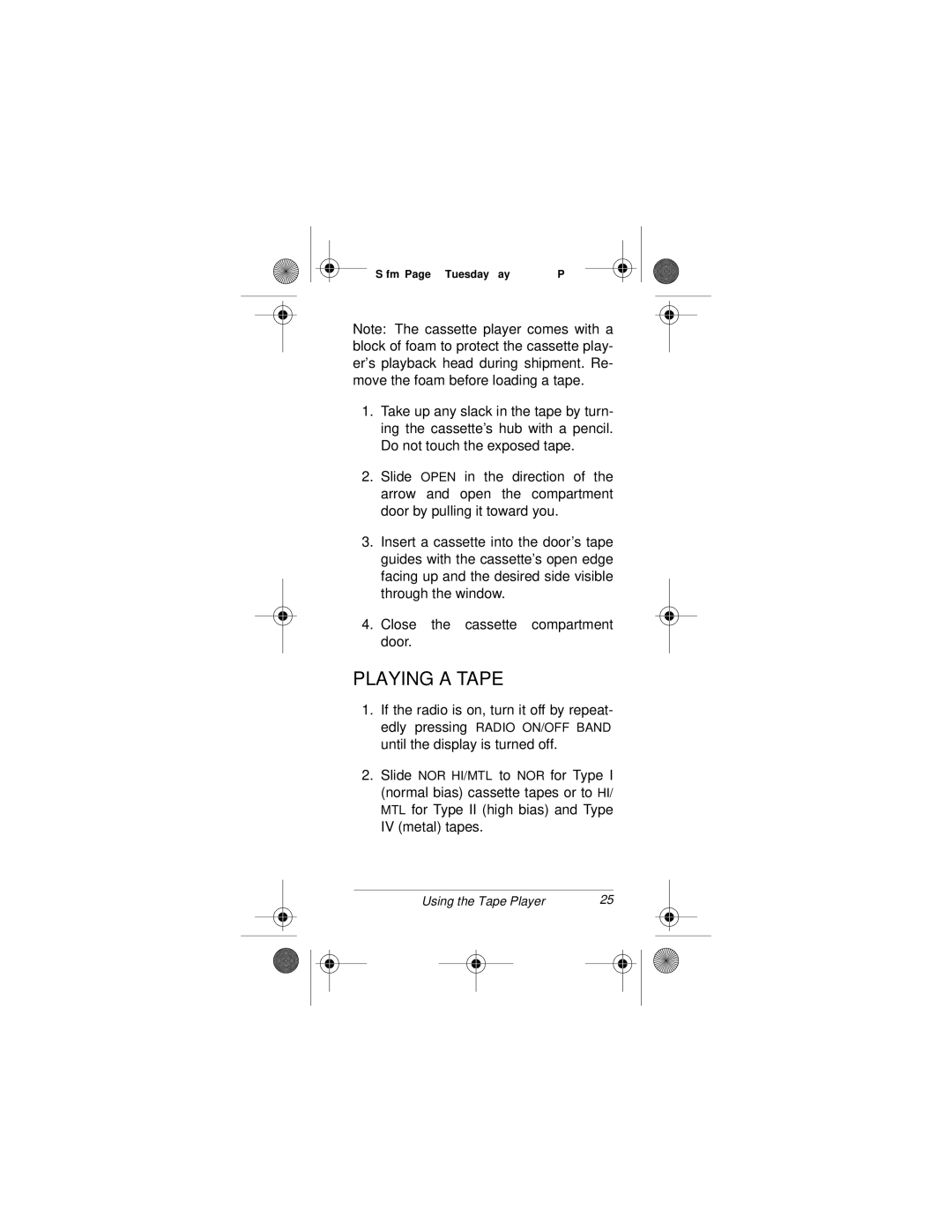 Radio Shack SCP-107 owner manual Playing a Tape 