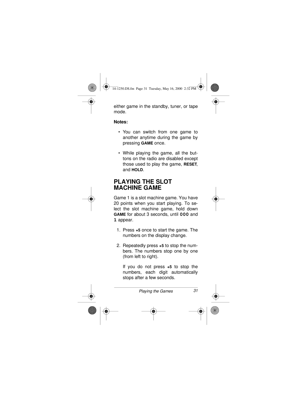 Radio Shack SCP-107 owner manual Playing the Slot Machine Game 