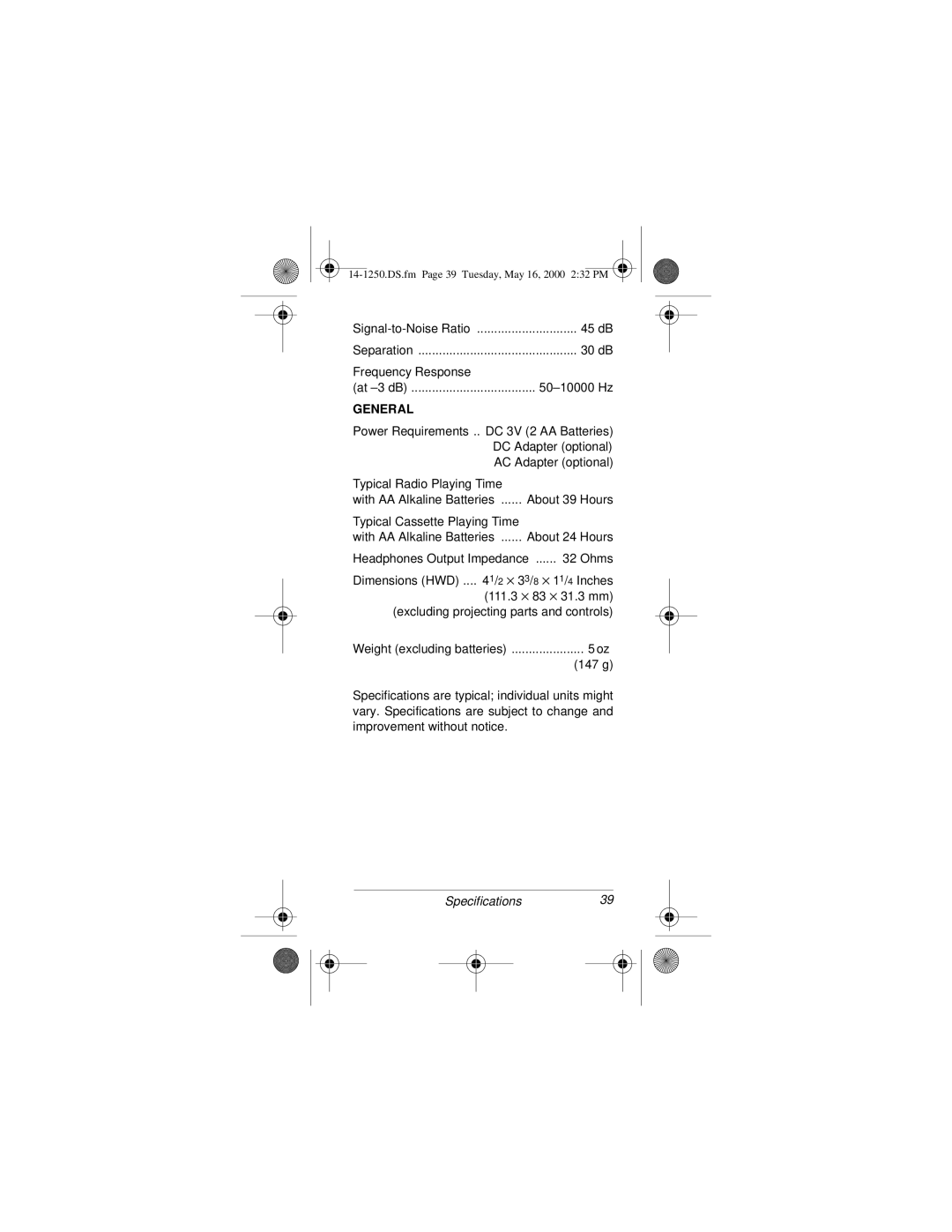 Radio Shack SCP-107 owner manual General 