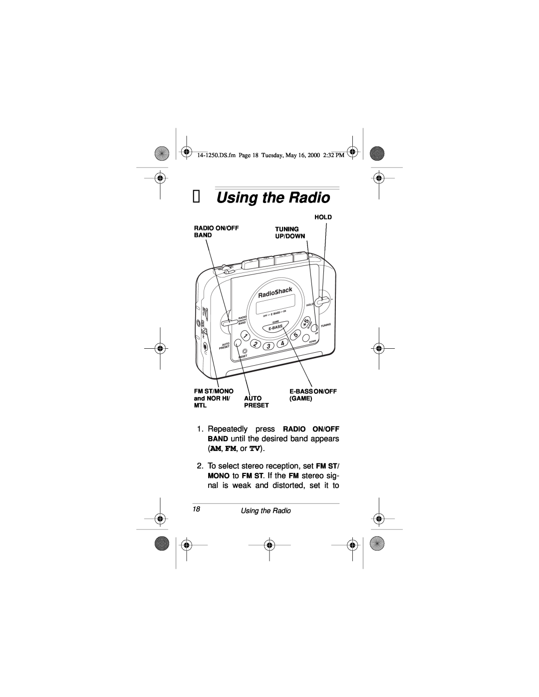 Radio Shack SCP-107 owner manual Using the Radio 