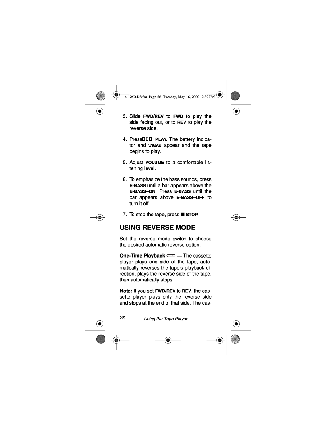 Radio Shack SCP-107 owner manual Using Reverse Mode 