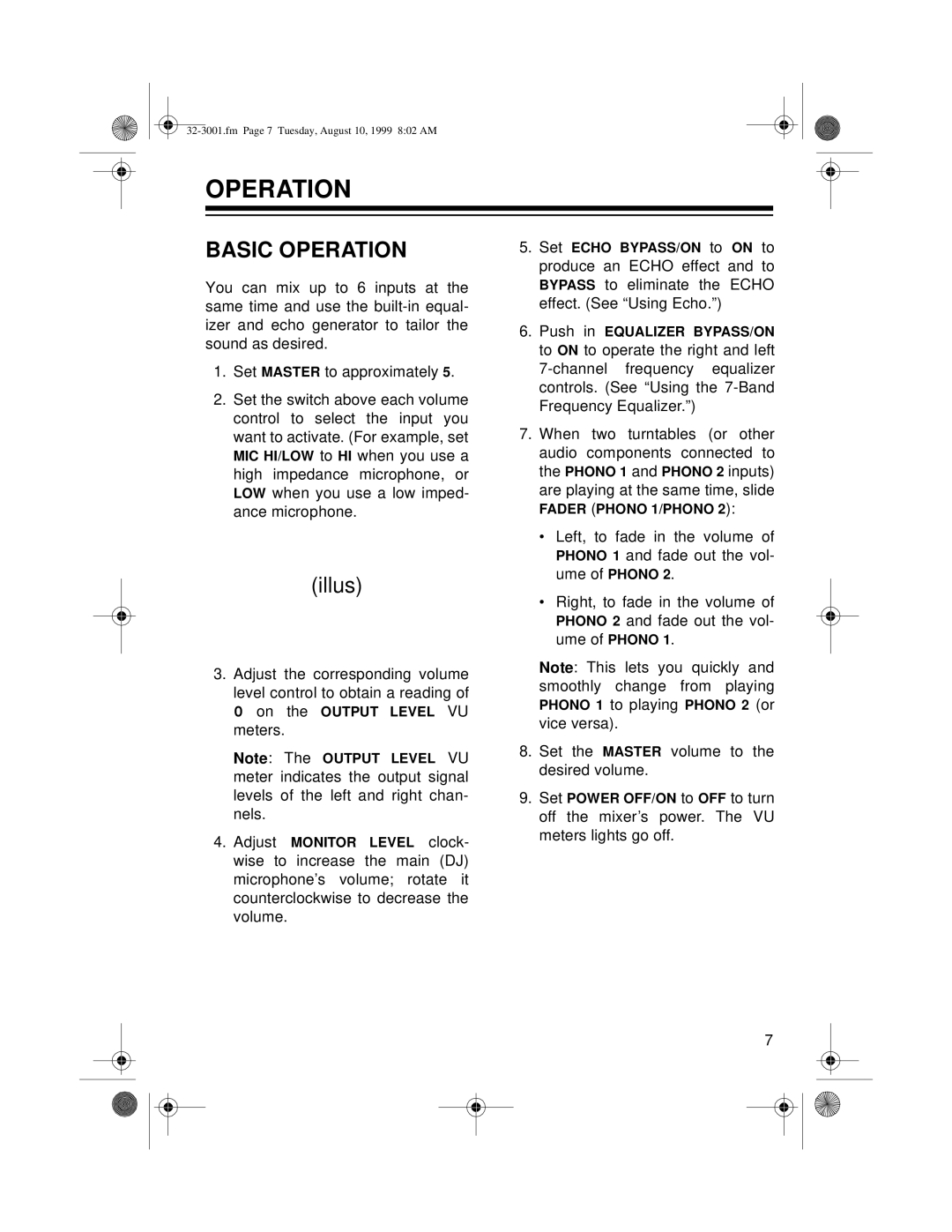 Radio Shack 32-3001, SM-1000 owner manual Basic Operation 