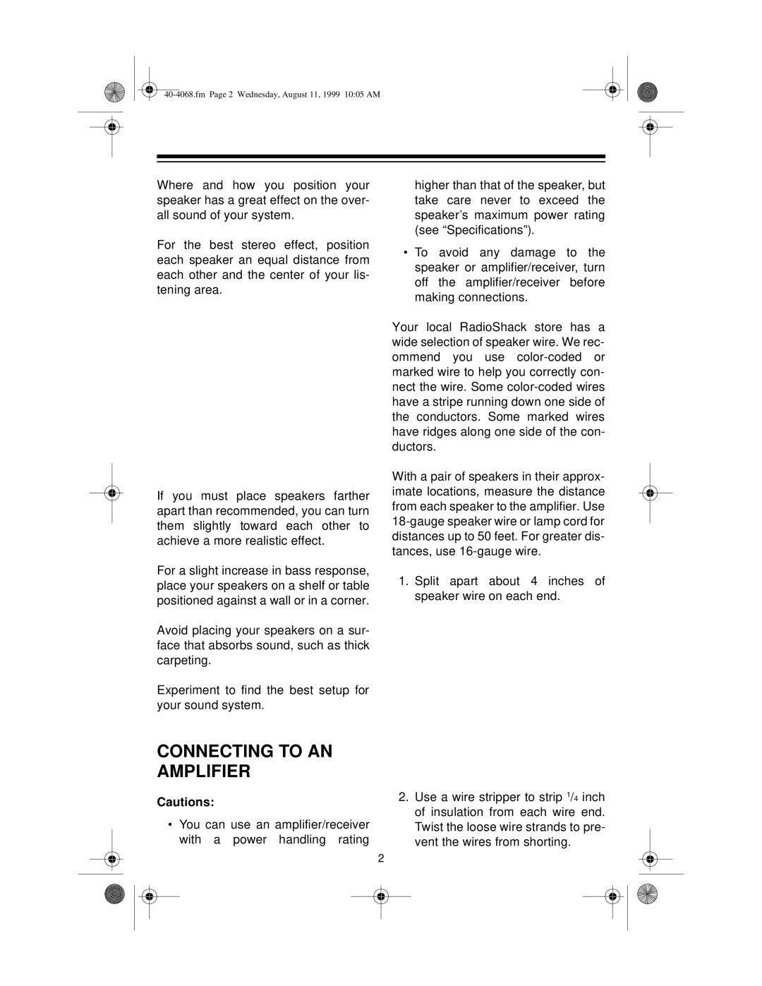 Radio Shack STS 800 manual Connecting to AN Amplifier 