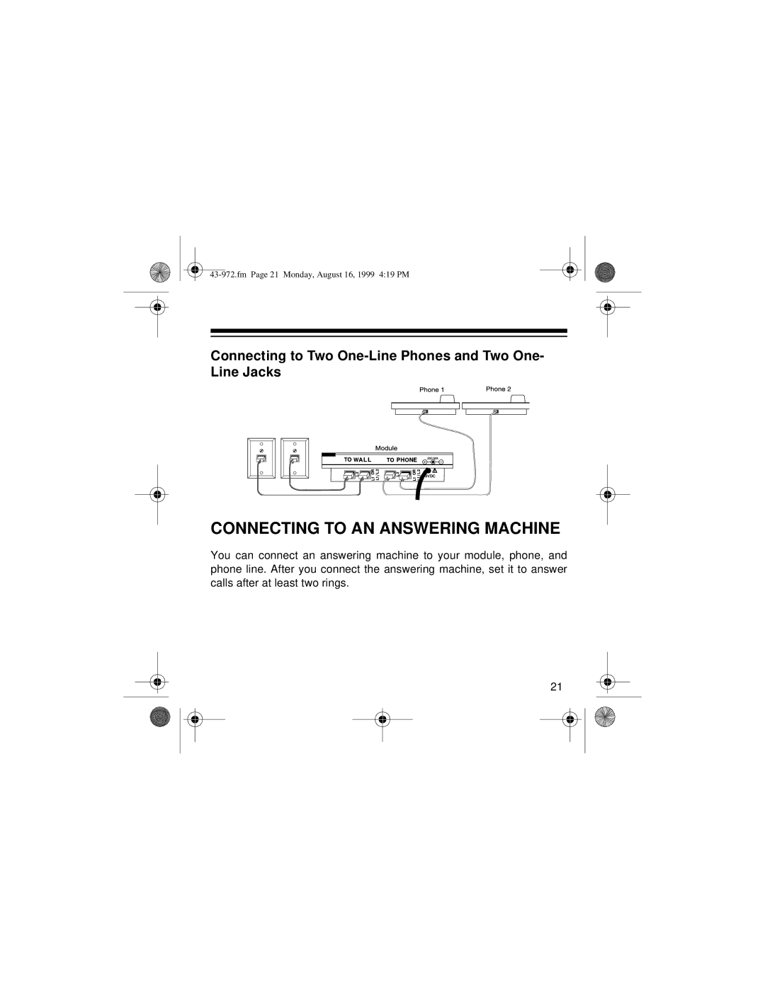 Radio Shack SYSTEM 2000 owner manual Connecting to AN Answering Machine 